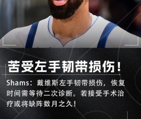 Shams：浓眉左手韧带损伤恢复时间未定 若手术可能将伤缺数月